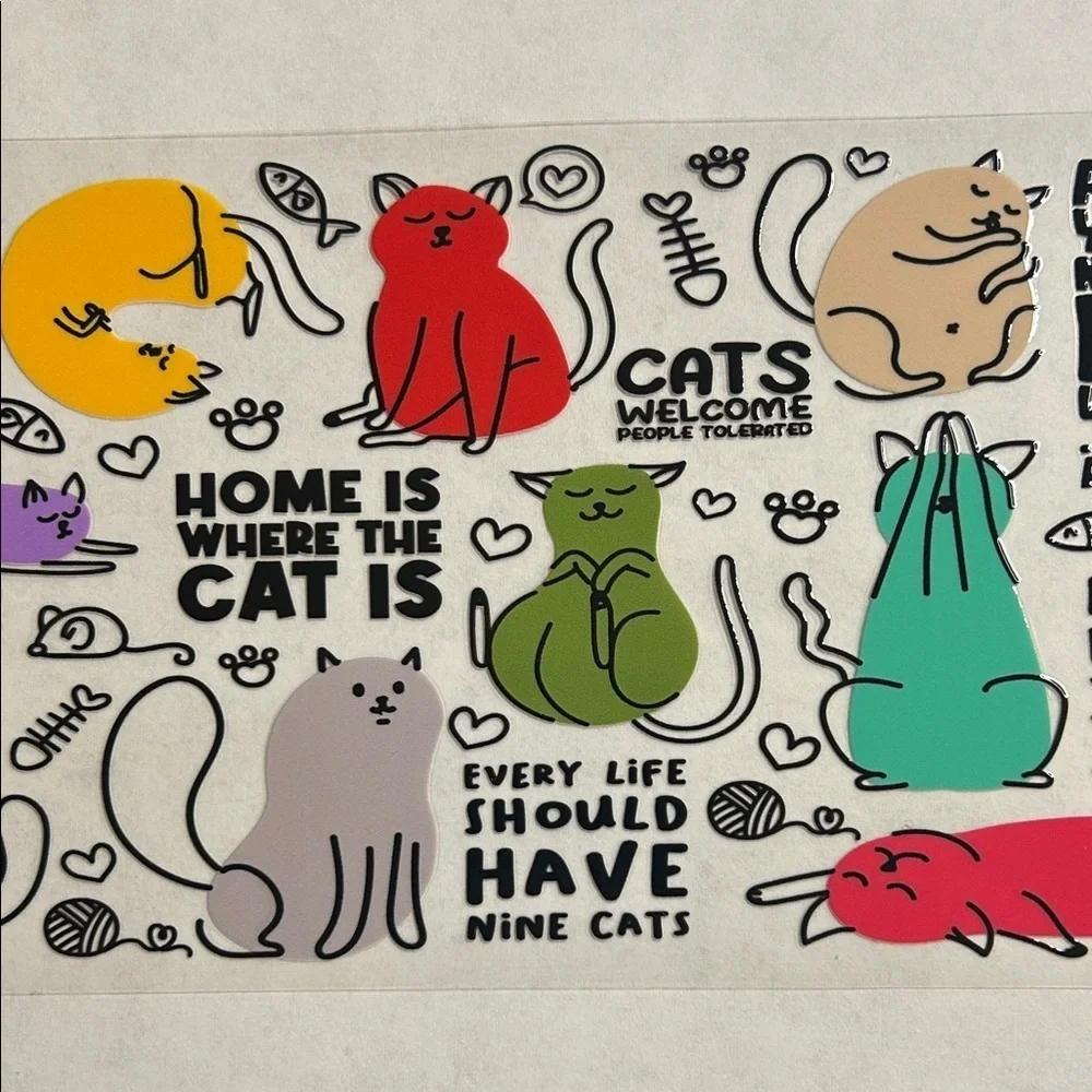 Colorful Cats Cup Decal (71)